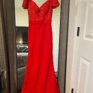 Red off the shoulder mermaid dress only worn once